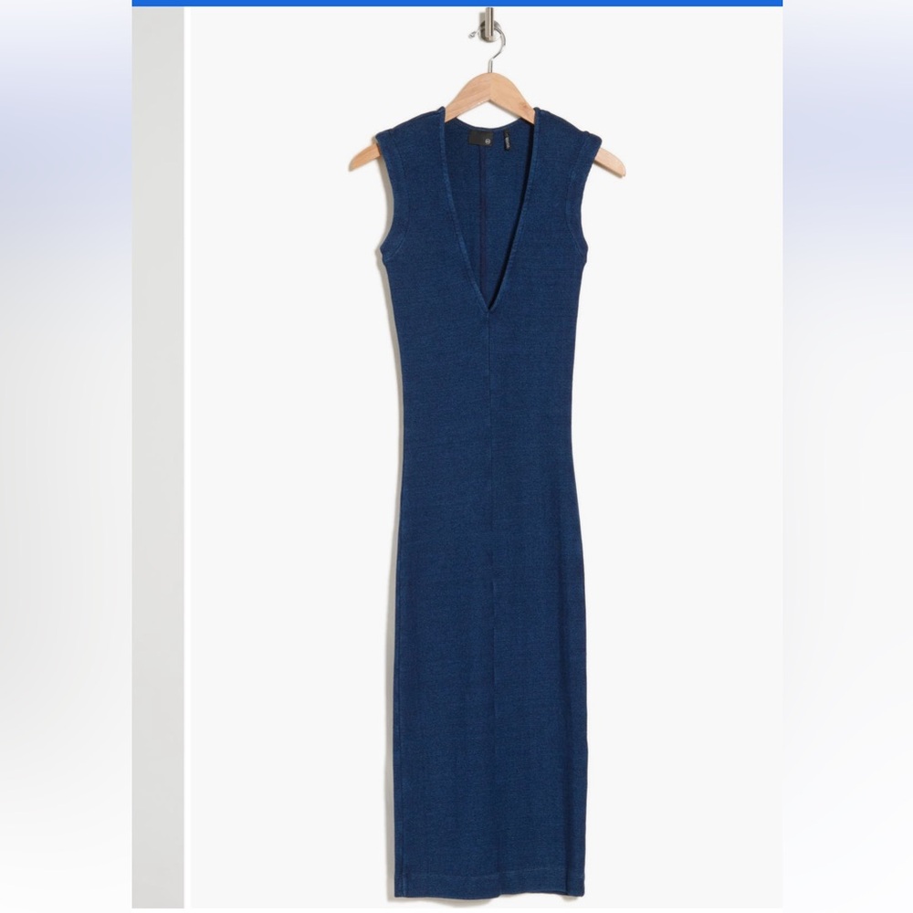 Deep plunge body conforming dress